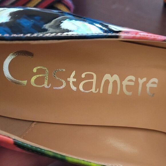 Castamere Bright Colorful Fun Abstract Floral Patent Leather Stiletto Heels Sz 9 - Picture 10 of 10